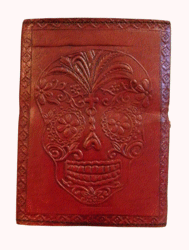 Day of the Dead Leather Embossed Journal with metal lock